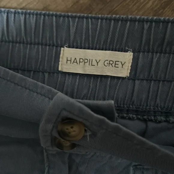 High Waist Blue Shorts with Distressed Hem - Picture 3 of 3